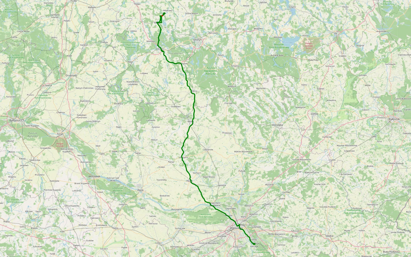 Map of Morag - 17.9 km offroad trail, Ostróda County