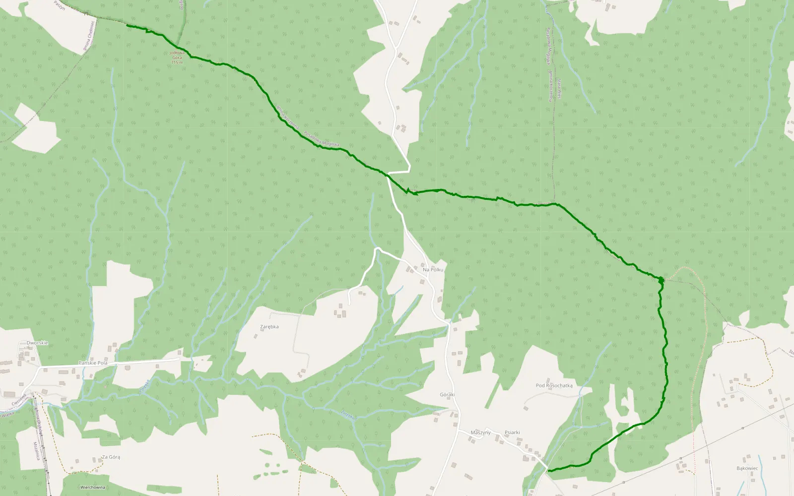 Map of Mogilno - Cieniawa - 3.7 km offroad trail, Nowy Sącz County