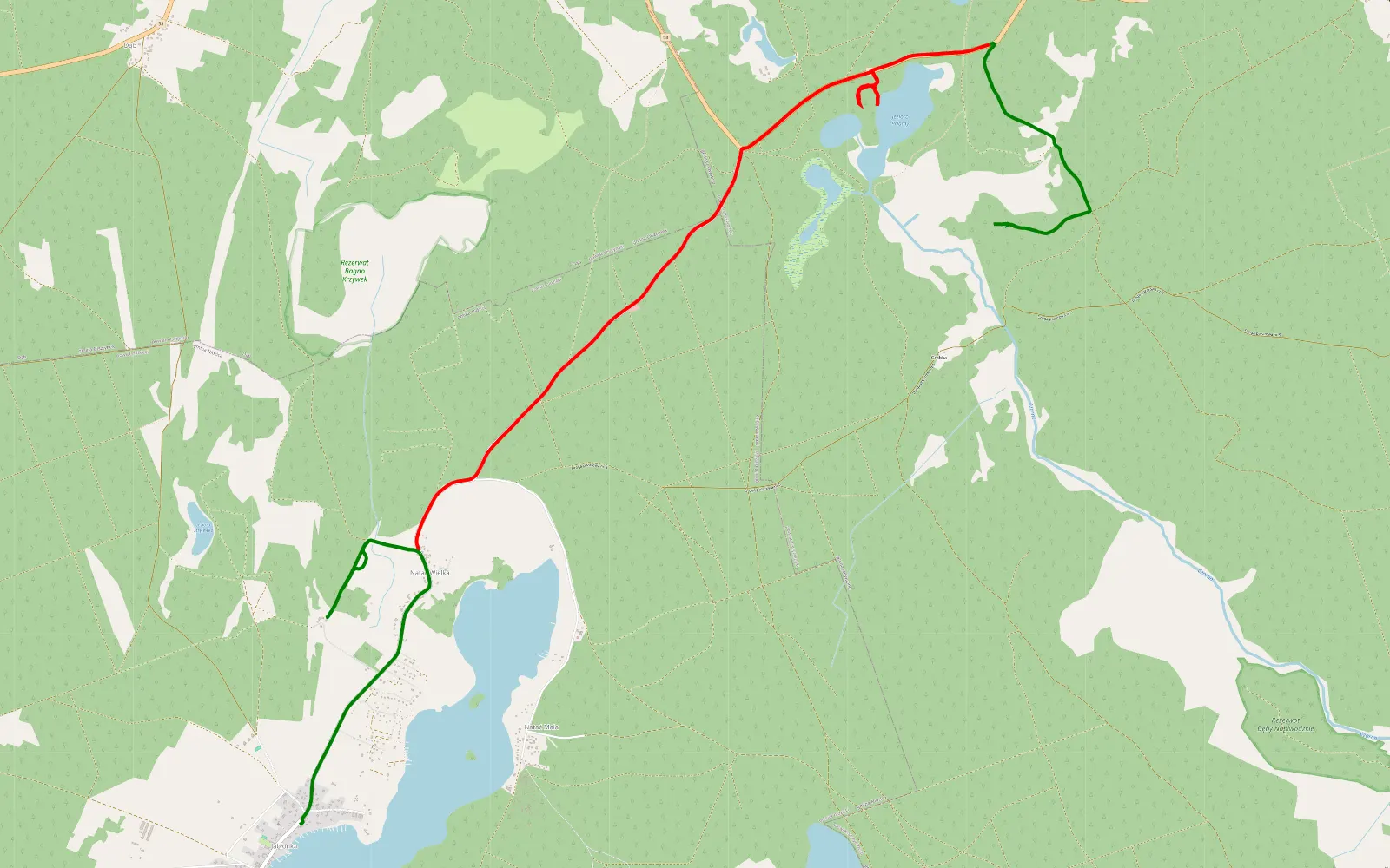 Mapa trasy Czarny Piec - Jabłonka - 9.6 km trasy offroad, Powiat Nidzicki