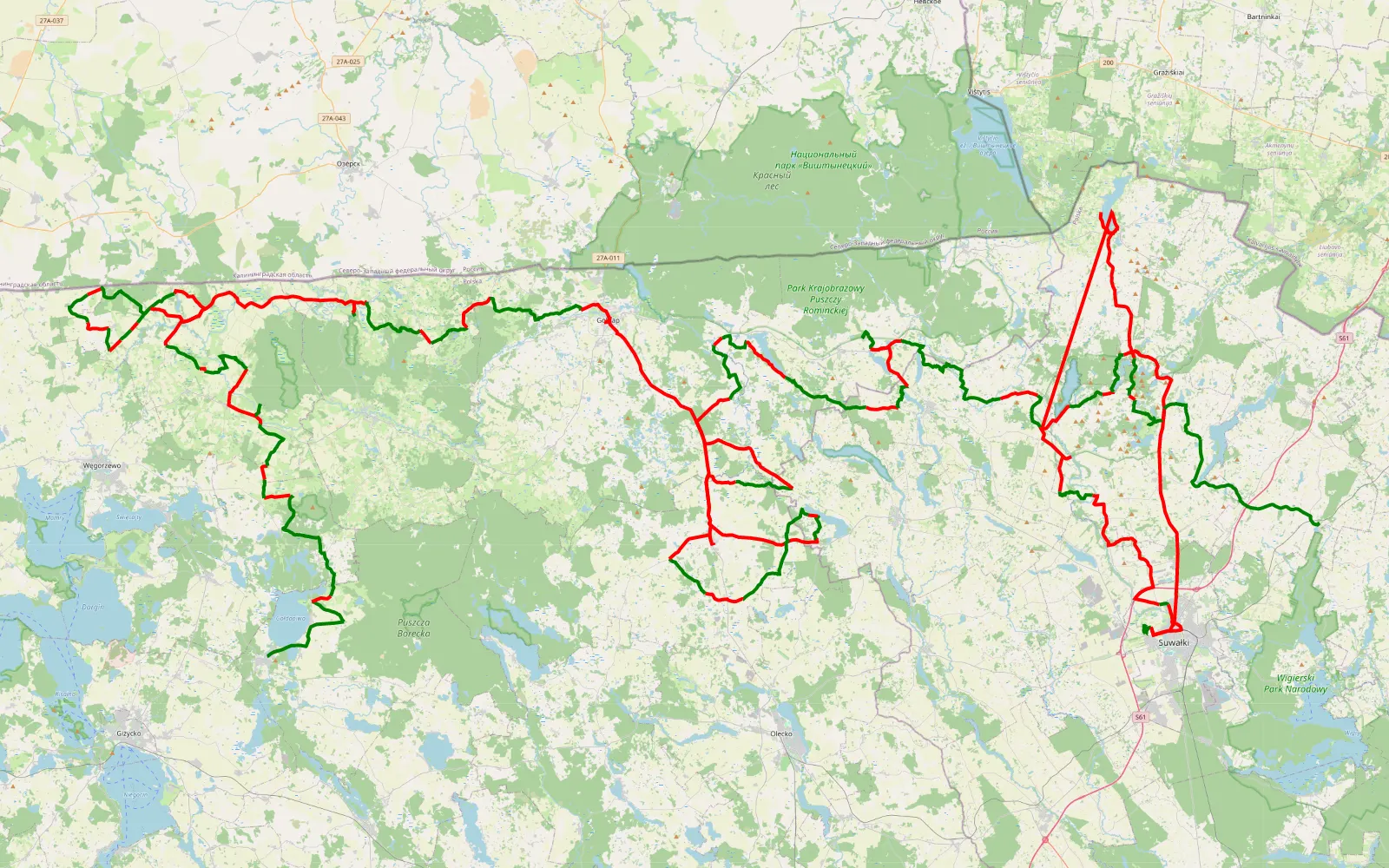 Map of Mazury - Suwalszczyzna - Podlasie cz.1 - 359.8 km offroad trail, Suwałki County