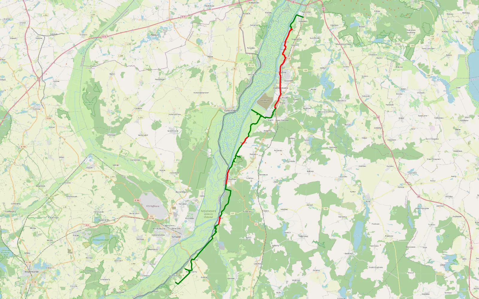 Map of Radziszewo - Zatoń Dolna - 42 km offroad trail, Gryfino County