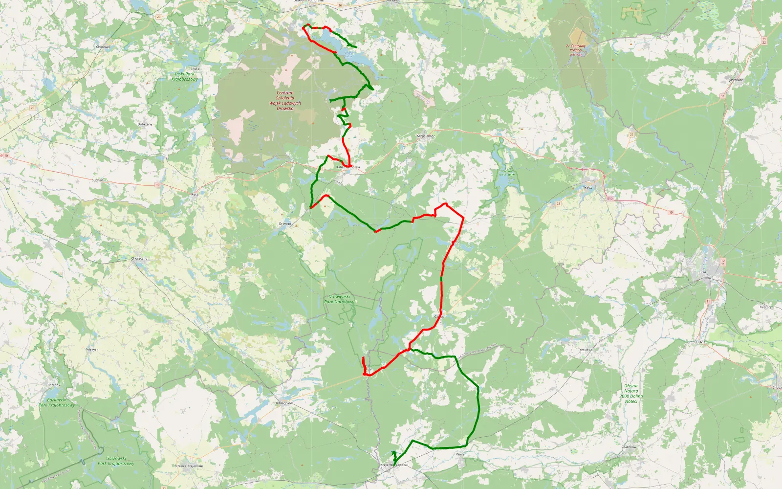 Map of Lubieszewo - Łokacz Mały - 150.2 km offroad trail, Drawsko County