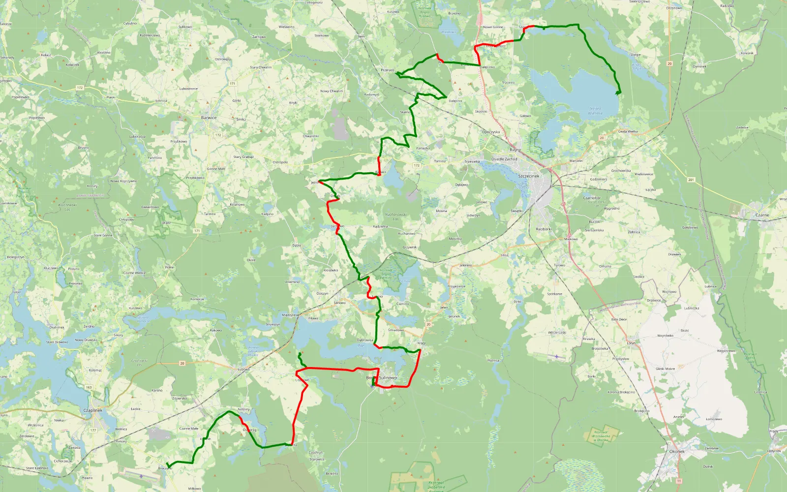 Map of Turystyk - 99 km offroad trail, Szczecinek County