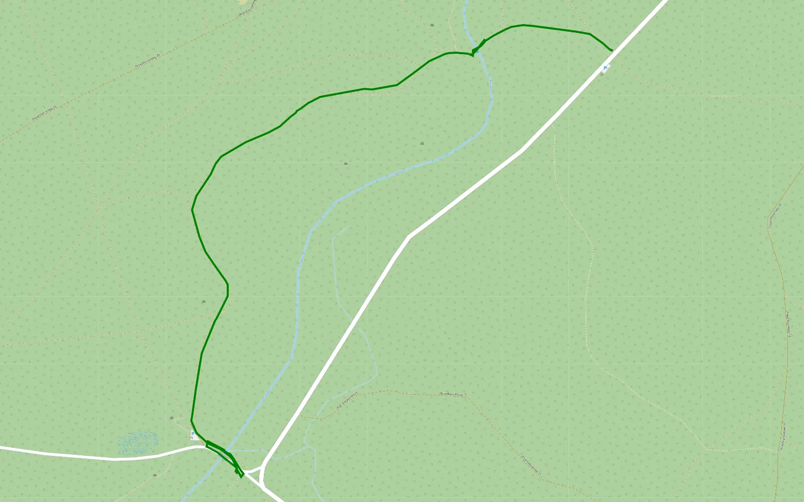 Mapa trasy GL Plawa Furten Borne Solinowo - 2.1 km trasy offroad, Powiat Szczecinecki