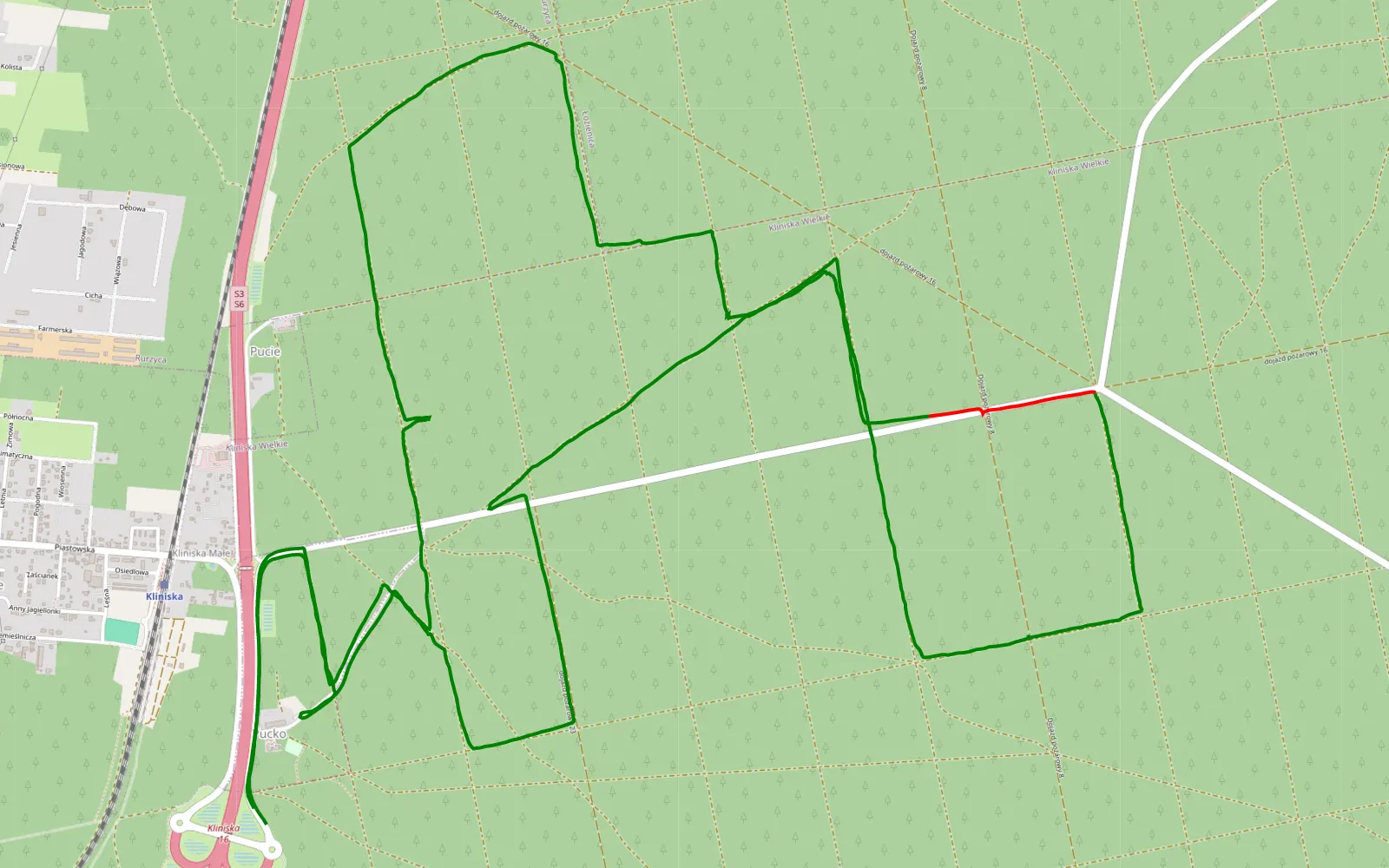 Map of Kliniska - 11.9 km offroad trail, Goleniów County