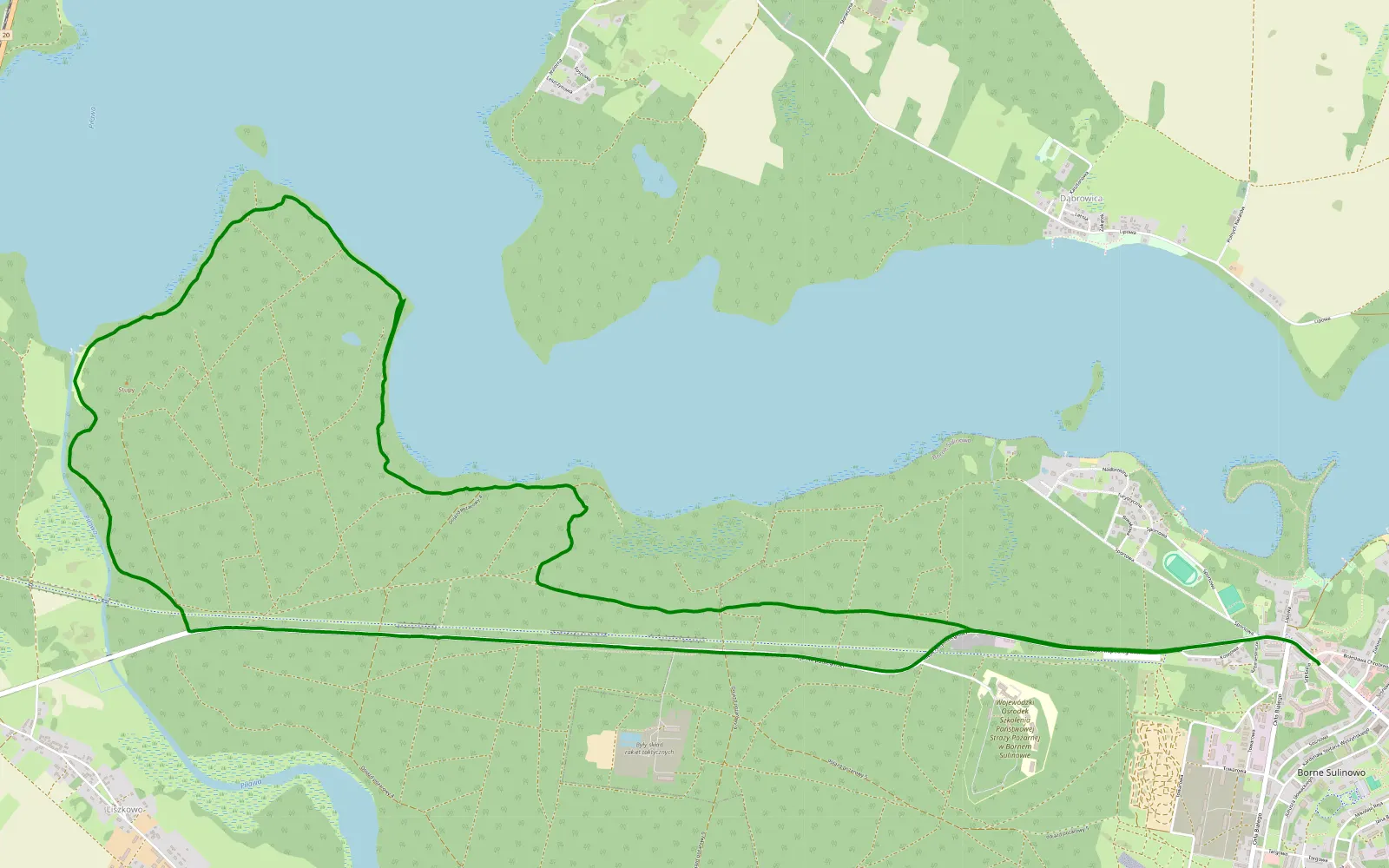 Map of Borne Sulinowo - 8.4 km offroad trail, Szczecinek County