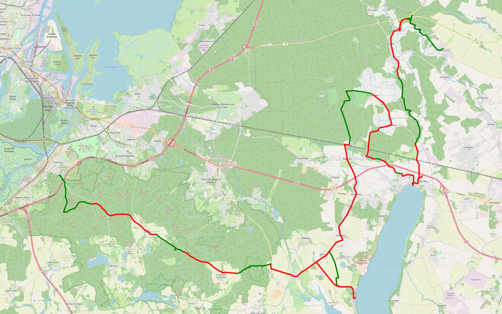 Map of Nice - 69.2 km offroad trail, Stargard County