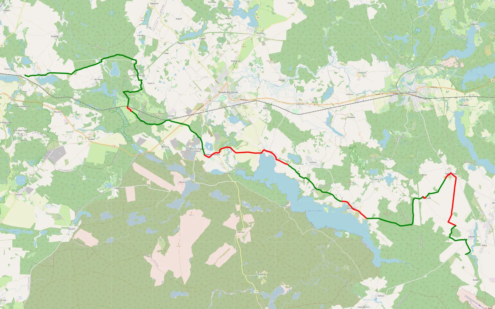 Mapa trasy Polen Tag 3 - 49.2 km trasy offroad, Powiat Drawski