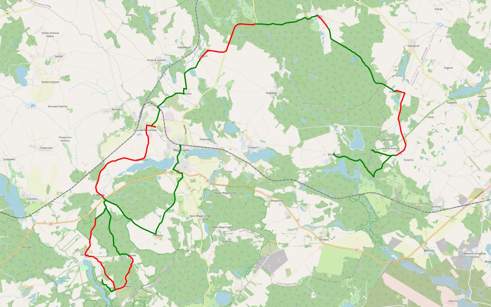 Map of Wokół komina - 51.5 km offroad trail, Łobez County