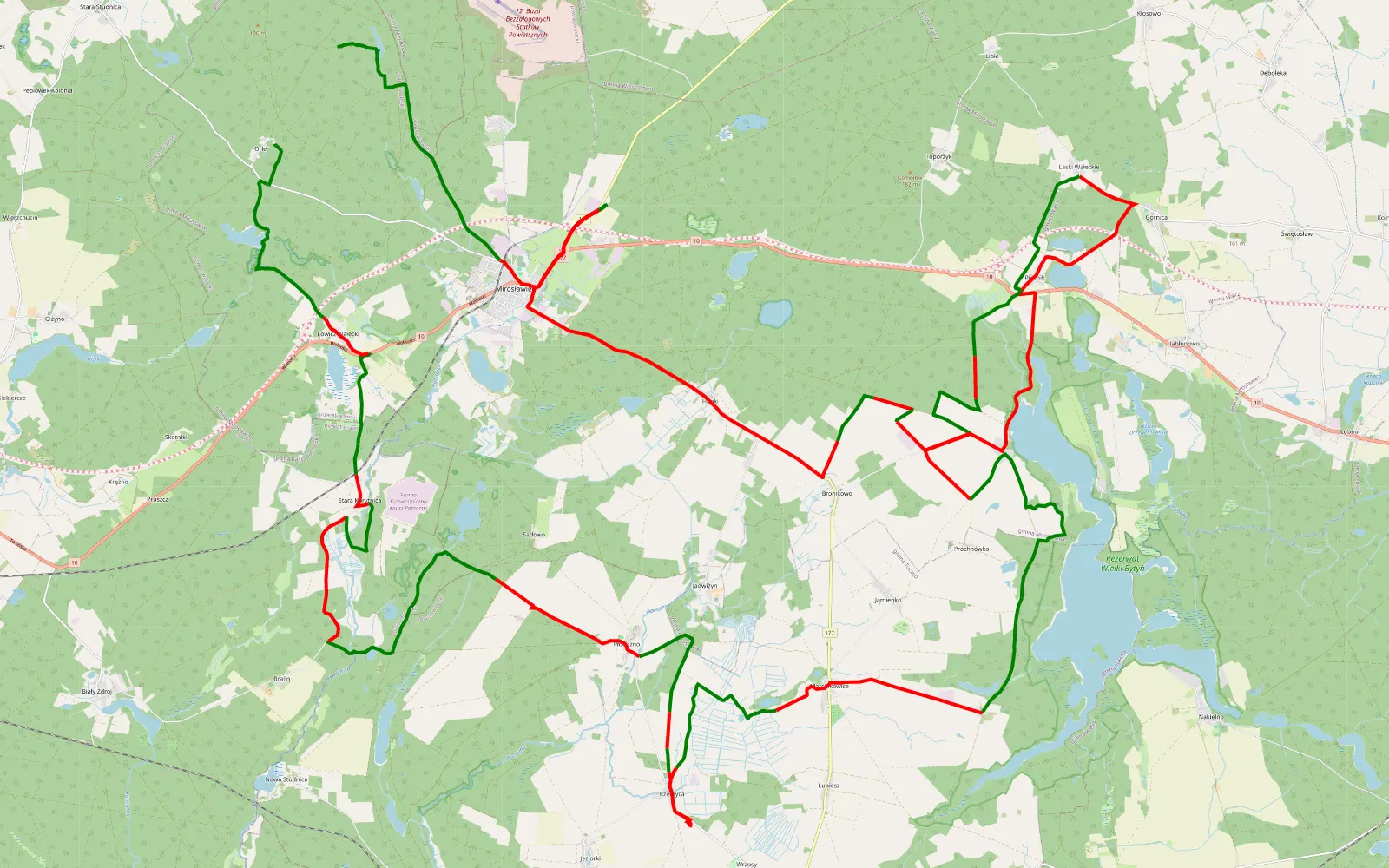 Map of Polen Tag 2 - 93.3 km offroad trail, Wałcz County
