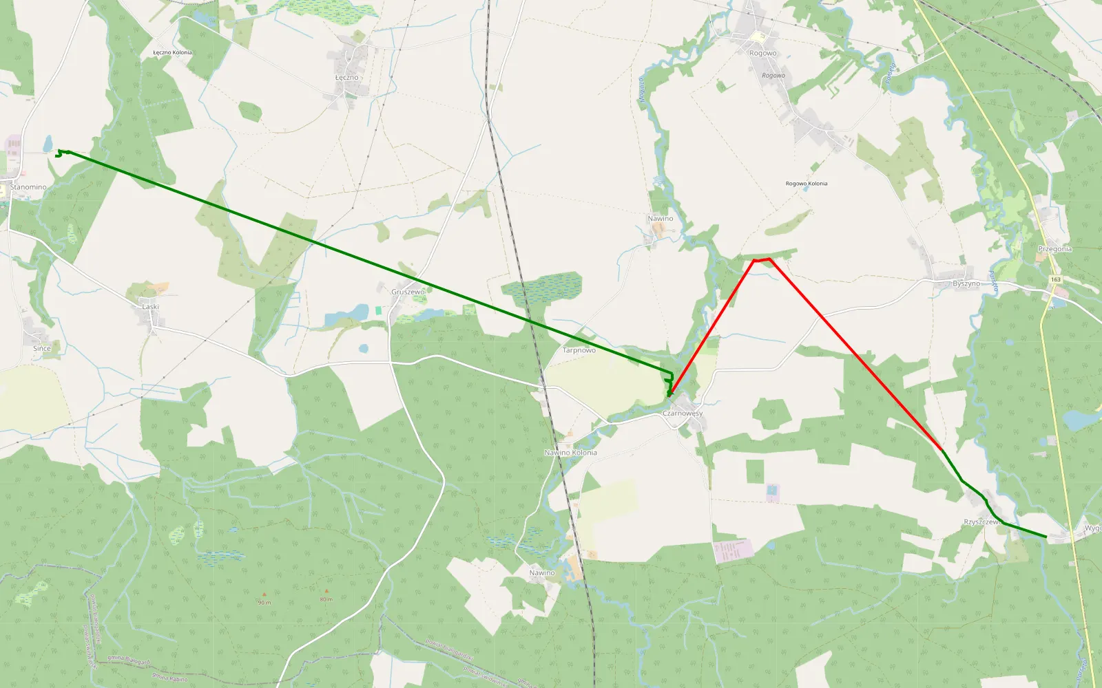 Mapa trasy Richtung Kolberg - 5.3 km trasy offroad, Powiat Białogardzki