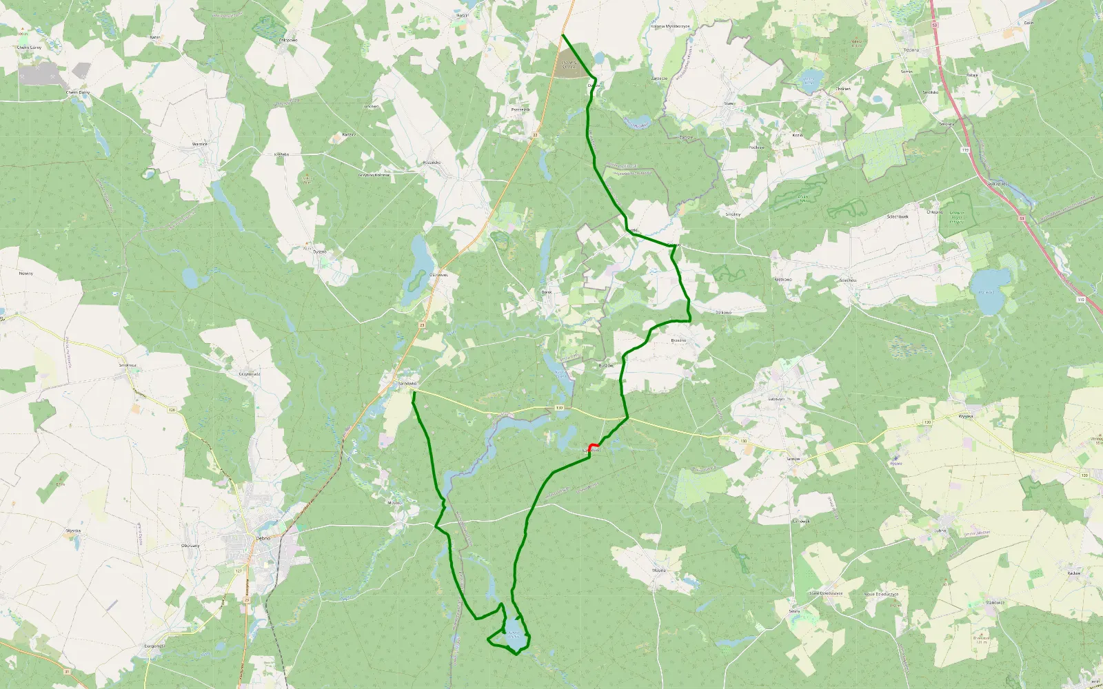Map of Dalsze - Barnówko - 29.3 km offroad trail, Gorzów County