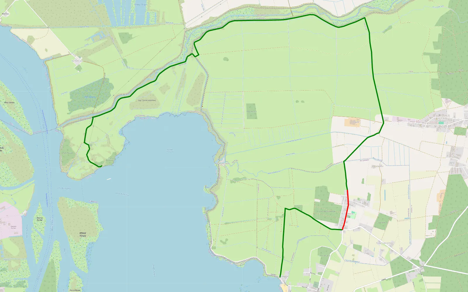 Mapa trasy Lubczyna Inoujście - 14.3 km trasy offroad, Powiat Goleniowski