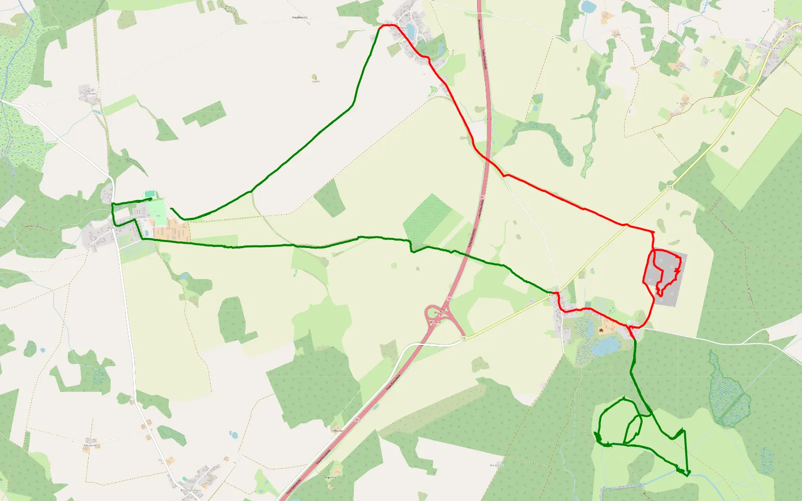 Mapa trasy Wyszobór - 27.2 km trasy offroad, Powiat Gryficki