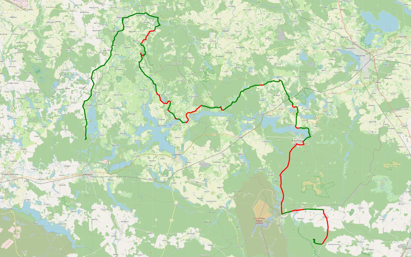 Map of drawsko 2017, część 1 - 94.1 km offroad trail, Szczecinek County