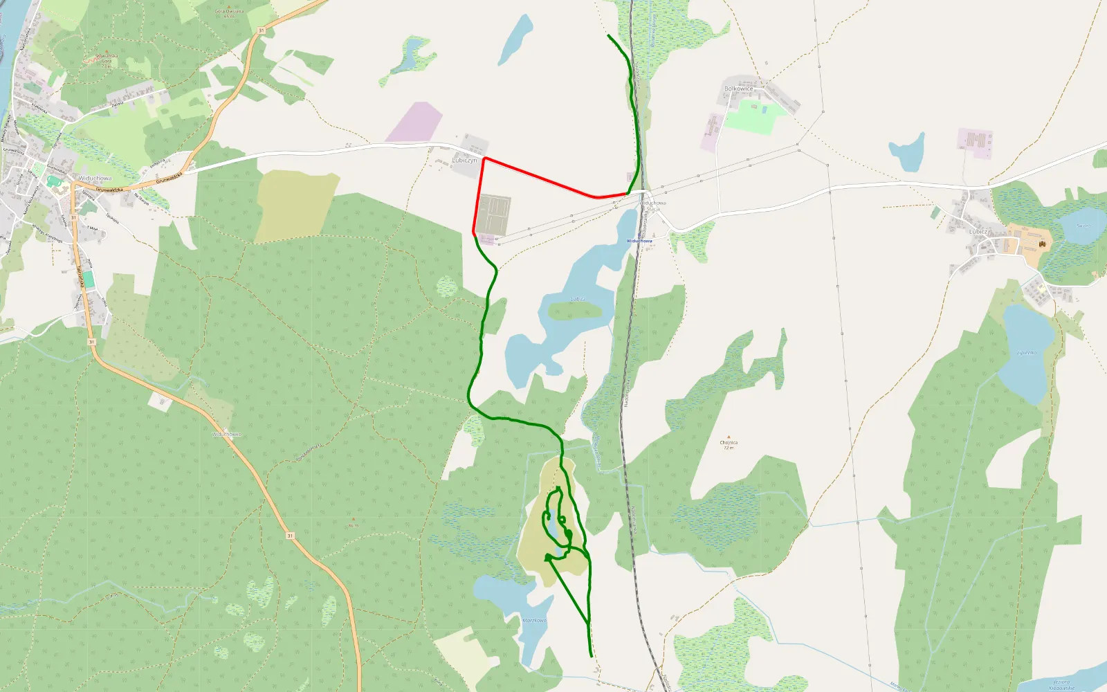 Map of Żwirownia 4x4 - 8.6 km offroad trail, Gryfino County