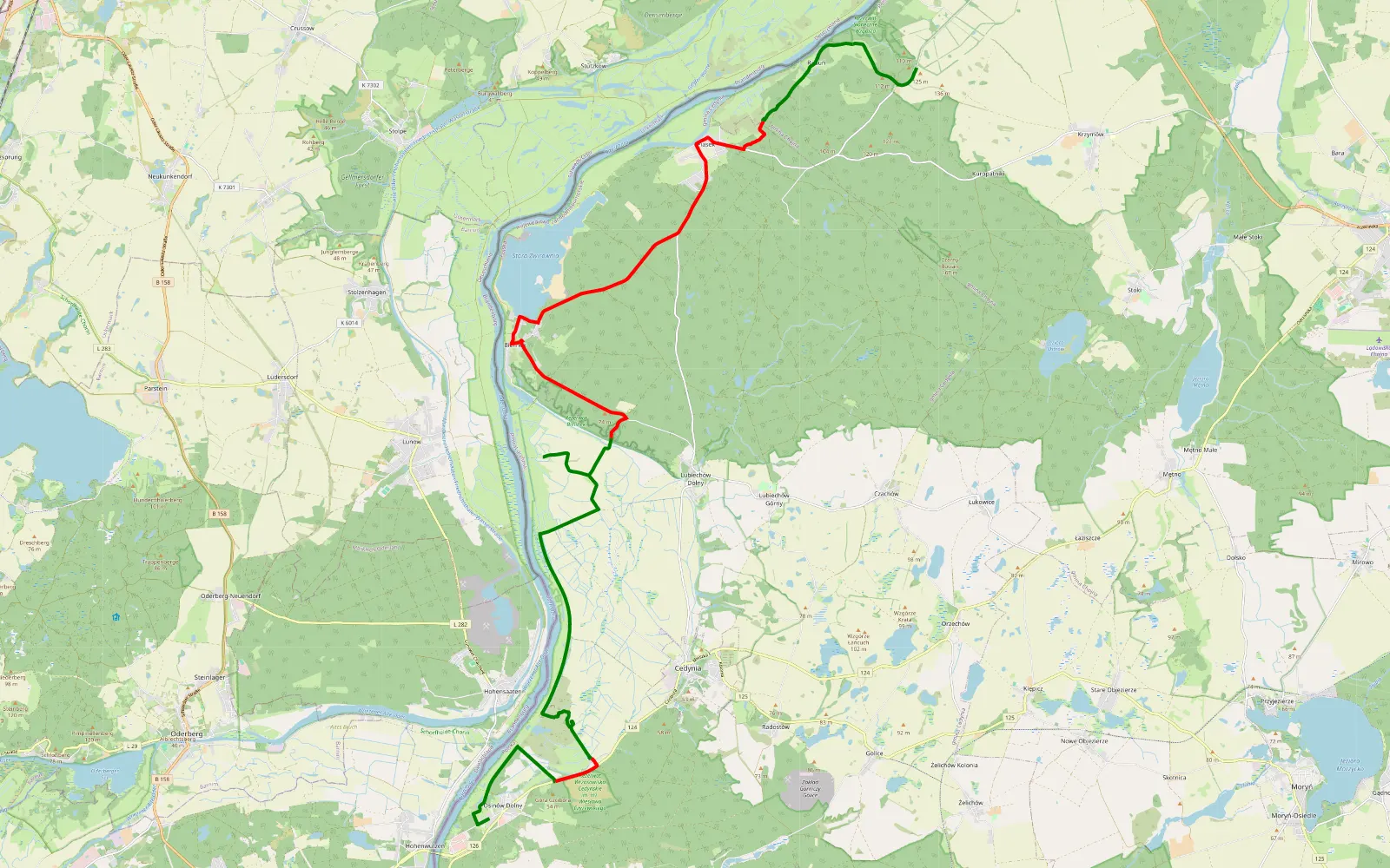 Map of Exkursion in Polen - 31.7 km offroad trail, Gryfino County