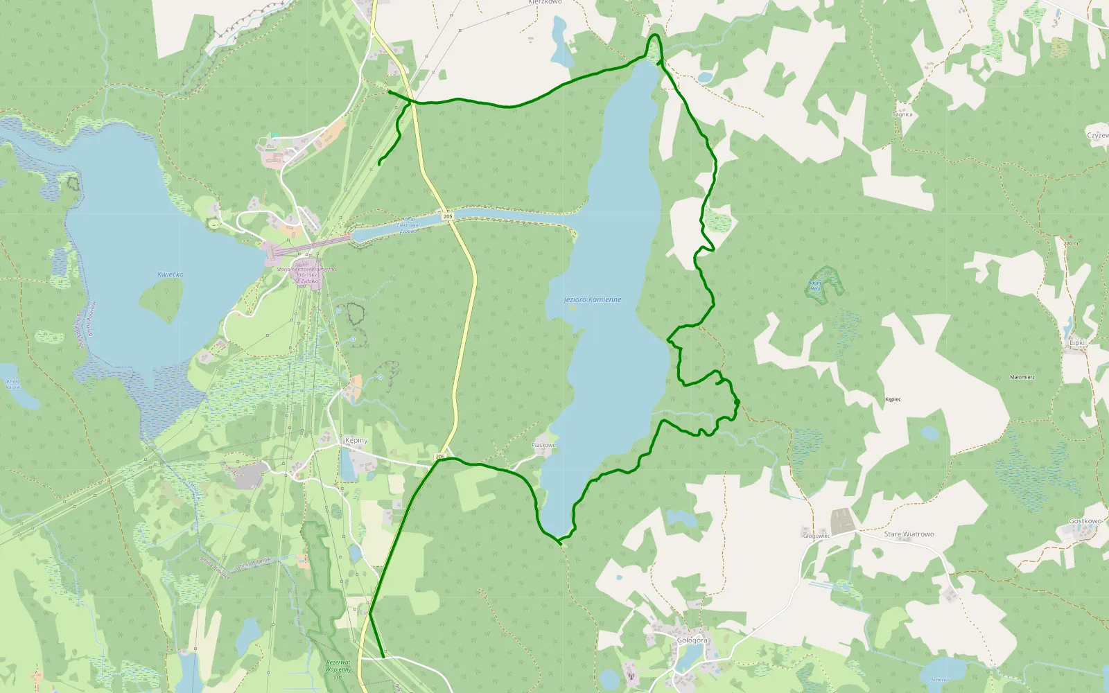 Mapa trasy Gołogóra - 7.6 km trasy offroad, Powiat Koszaliński