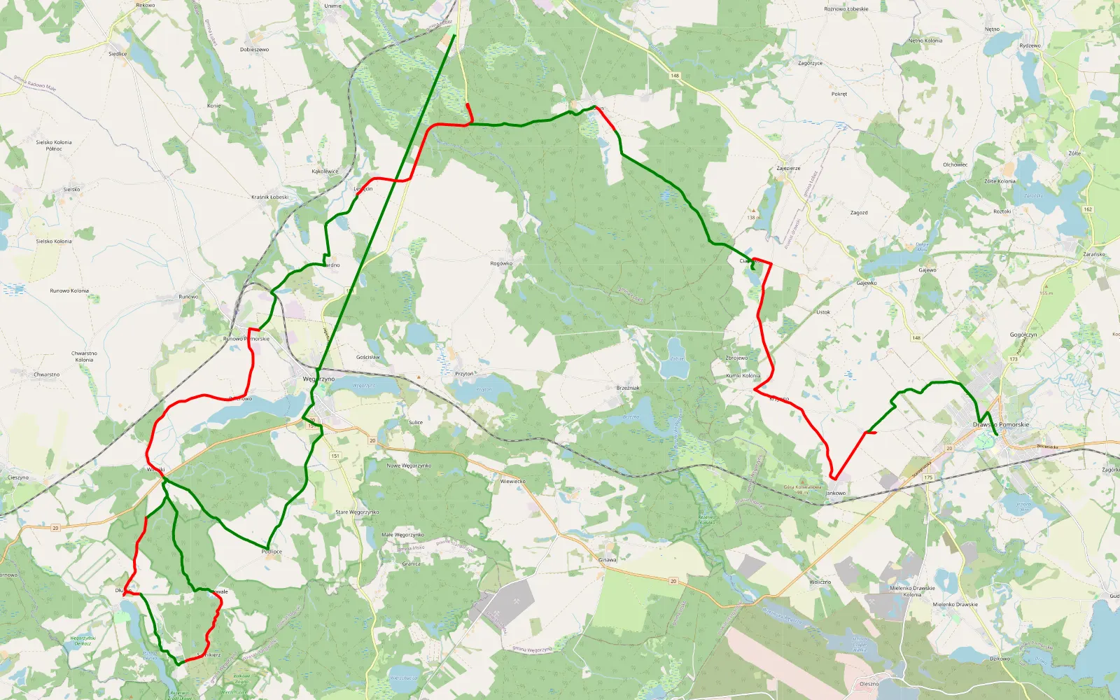 Map of Swiętoborzec - 51.6 km offroad trail, Łobez County