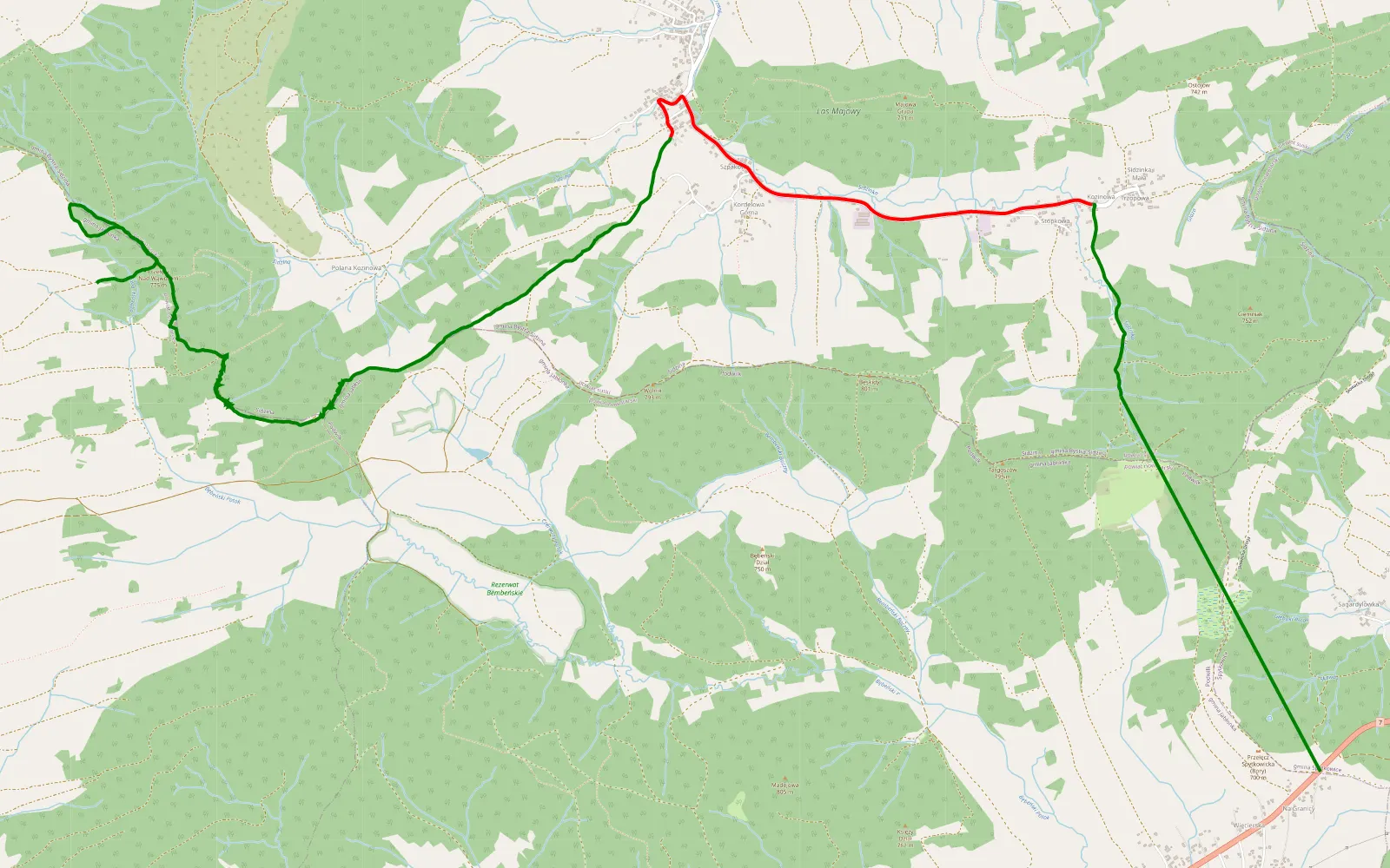 Map of Podwilk - Zubrzyca Górna - 11.3 km offroad trail, Sucha County