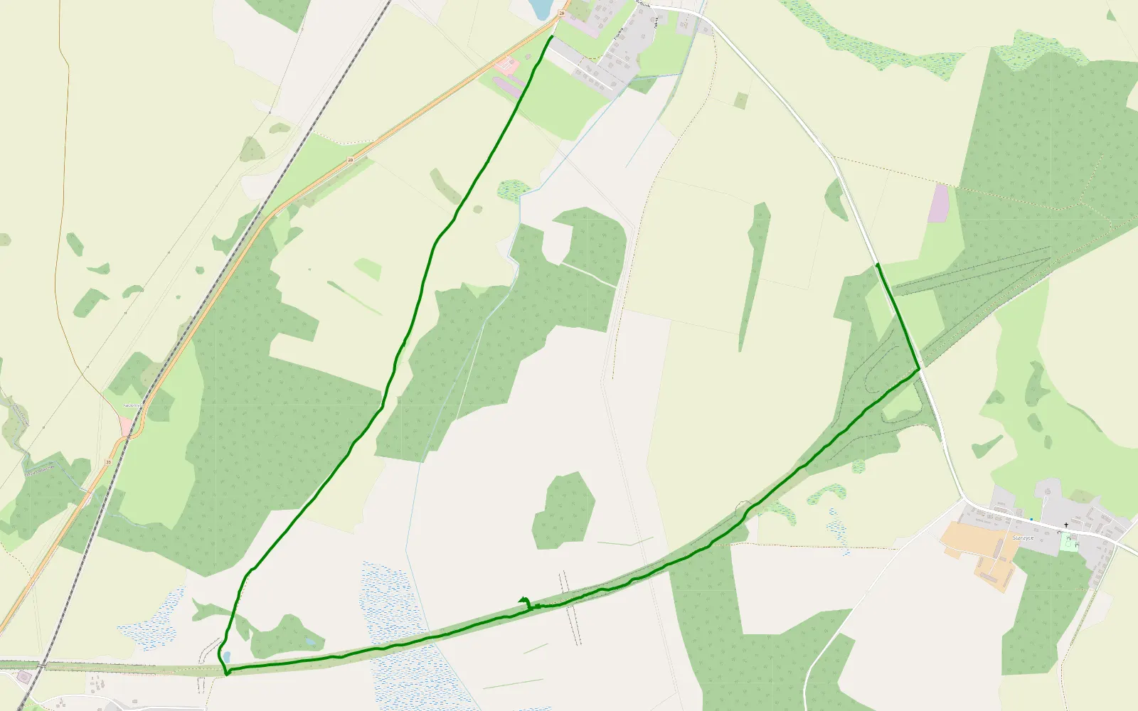 Map of Starzyce - Chociwel - 6.2 km offroad trail, Stargard County