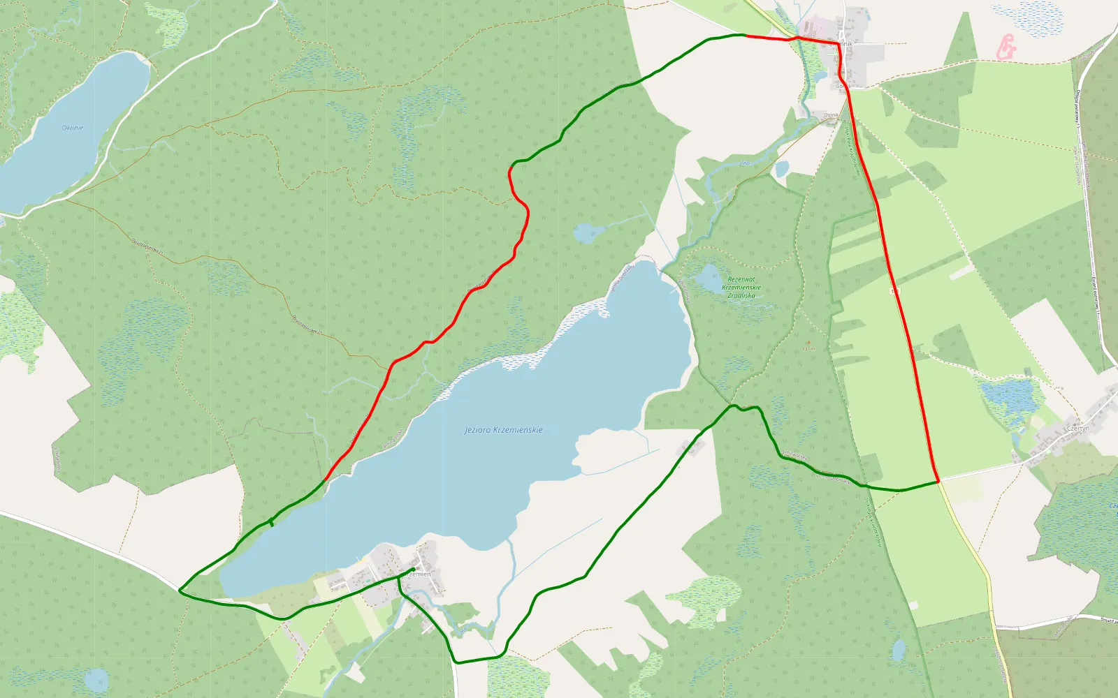 Map of Krzemień - 13.1 km offroad trail, Stargard County