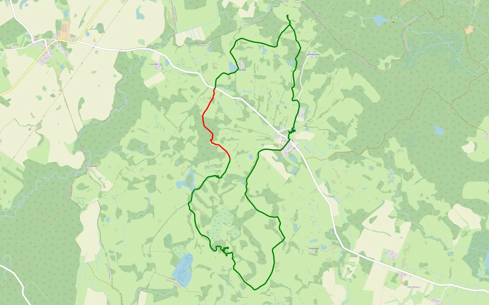 Map of Krągłe - 7.9 km offroad trail, Szczecinek County