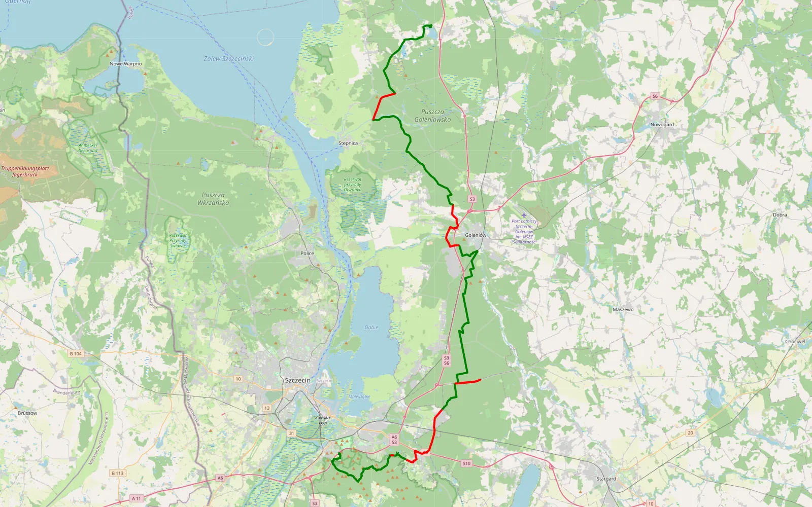 Map of Sandloch - 78 km offroad trail, Goleniów County