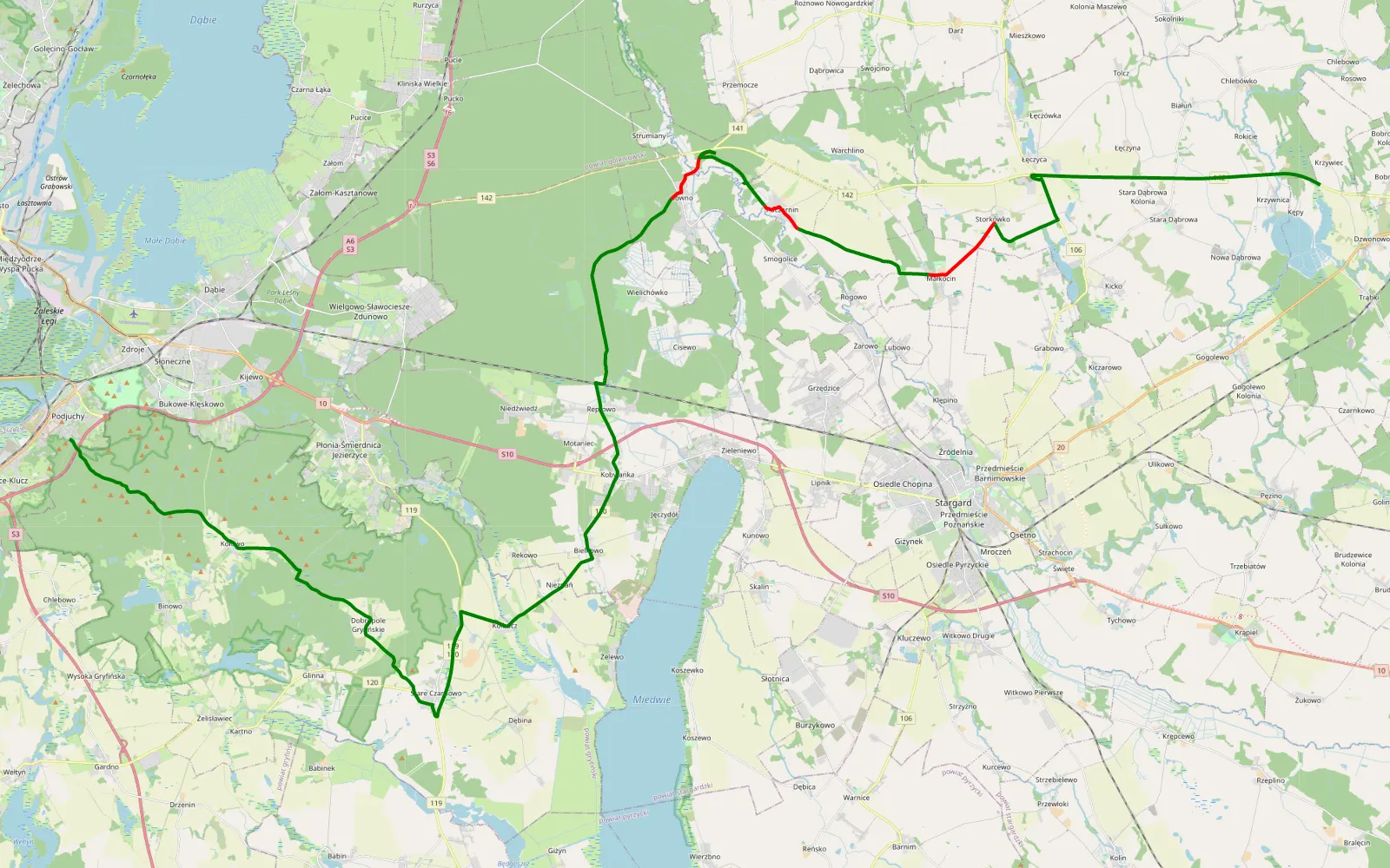 Map of 25 km Offroad Trail, Stargard County - 25 km offroad trail, Stargard County