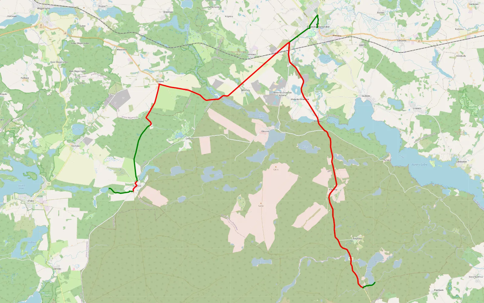 Map of Drawsko Pomorskie - Studnica - 37 km offroad trail, Drawsko County