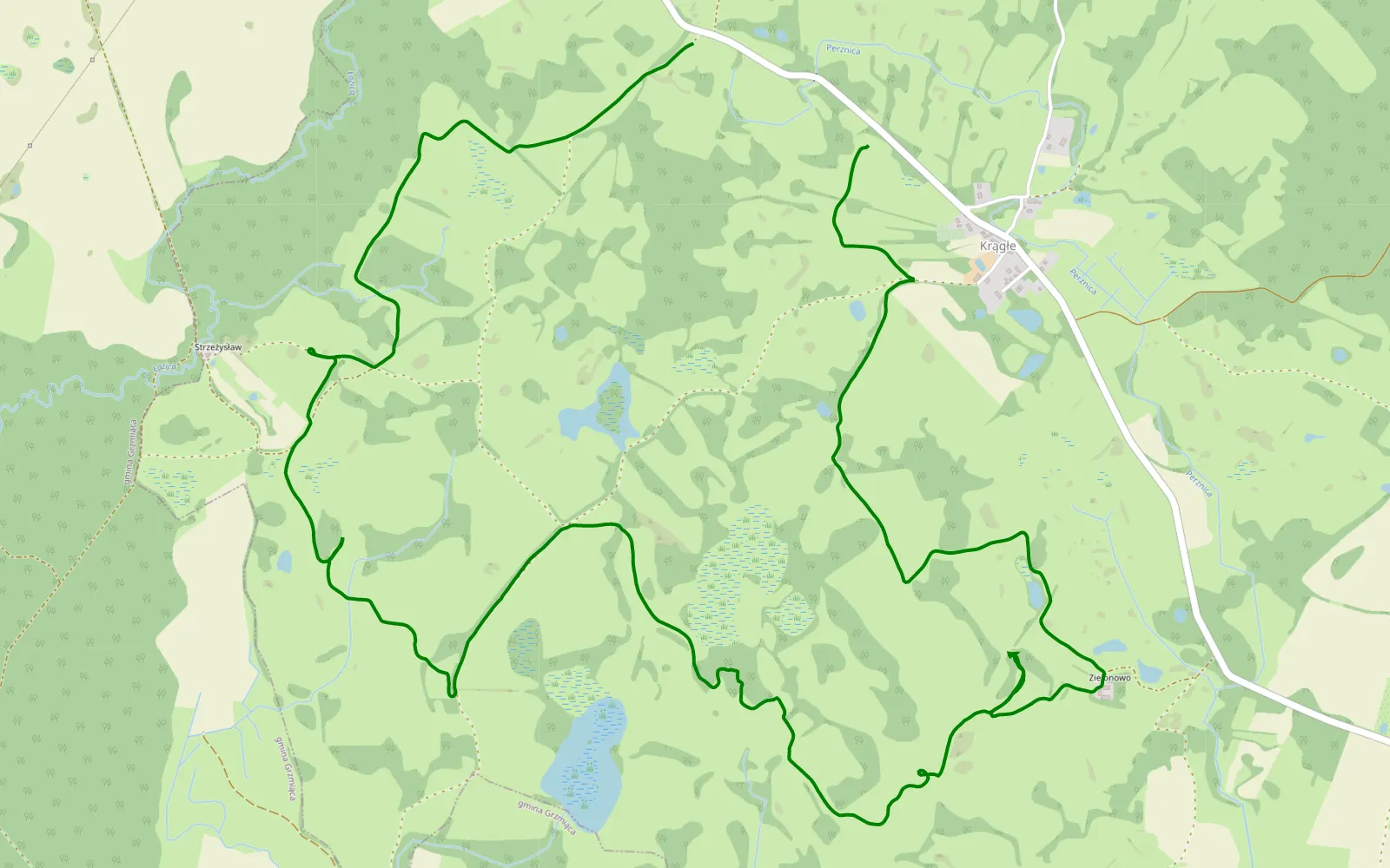 Map of Krągłe - 10.9 km offroad trail, Szczecinek County