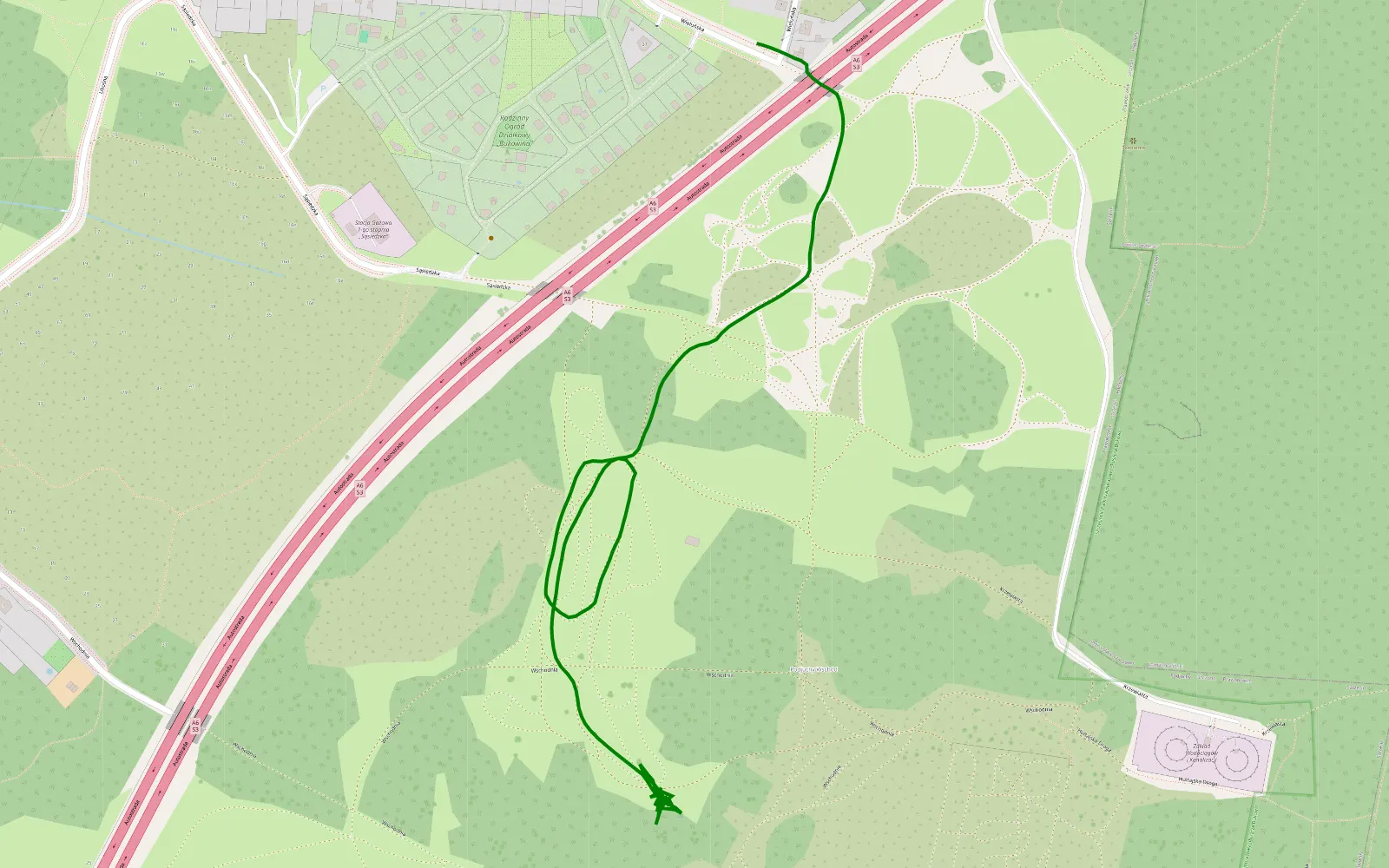 Map of Podjuchy Panorama - 1.2 km offroad trail, Szczecin