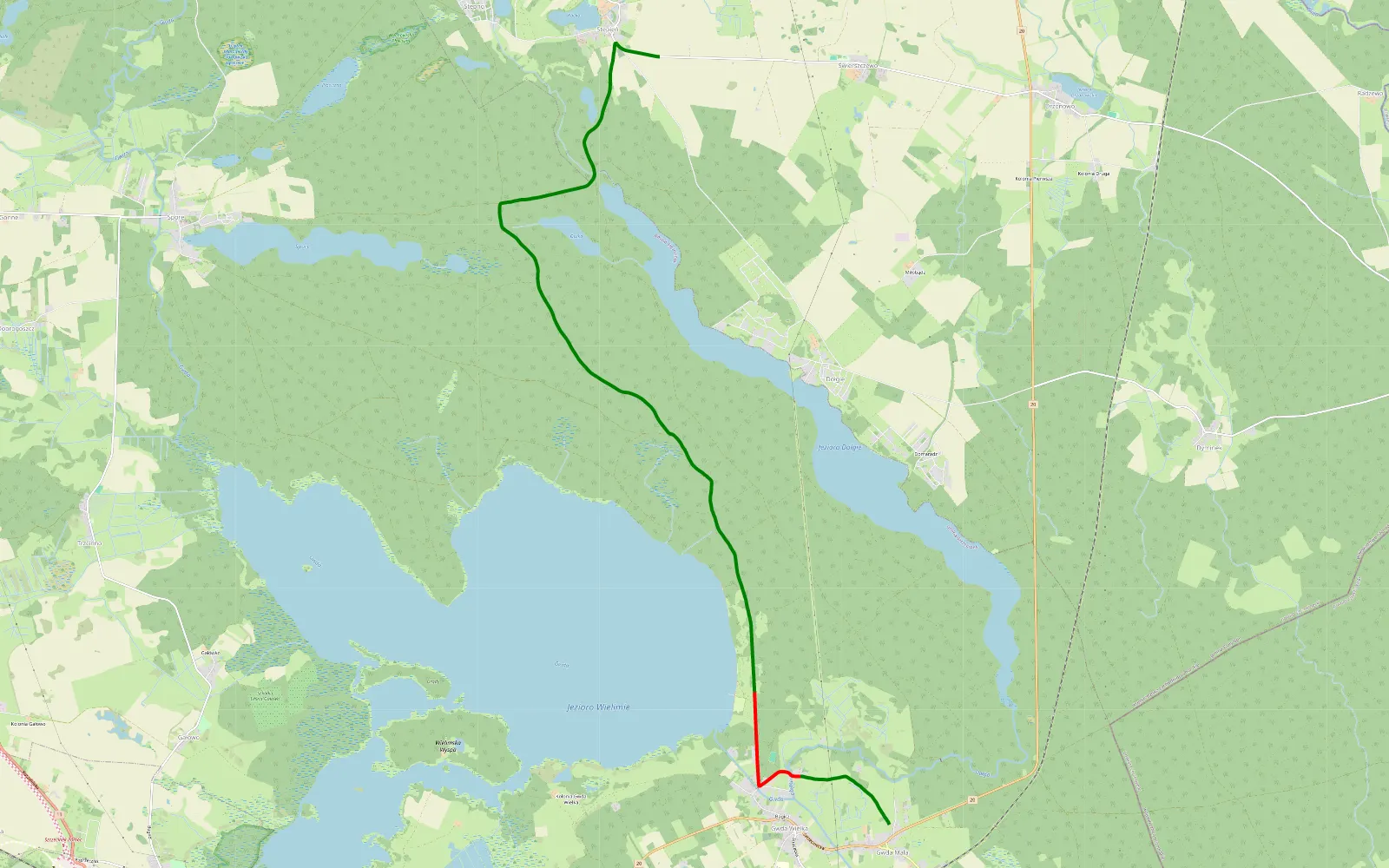 Map of Gwda Mała - Stepień - 12.9 km offroad trail, Szczecinek County