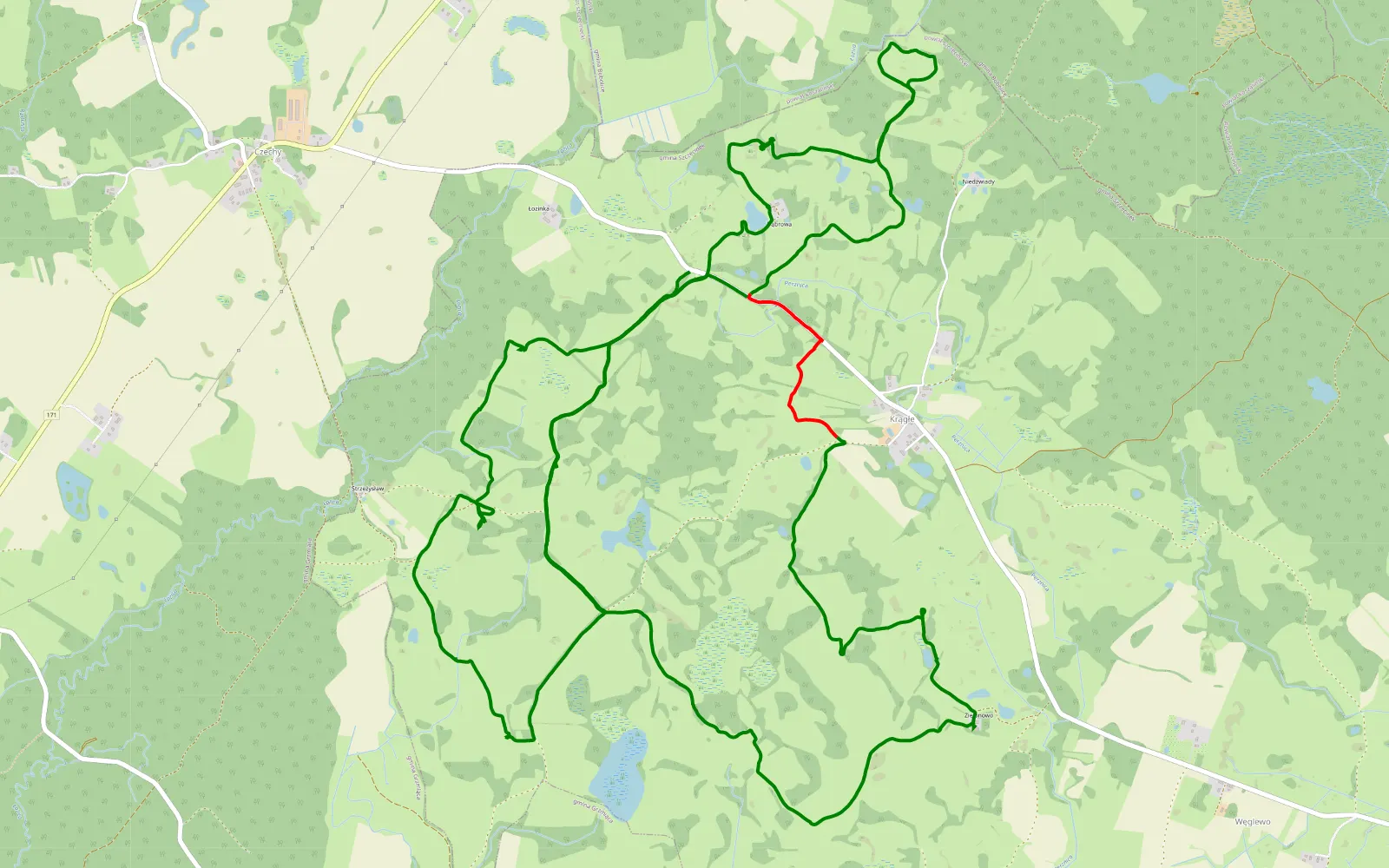 Mapa trasy Krągłe LRCH offroad dag - 20.3 km trasy offroad, Powiat Szczecinecki
