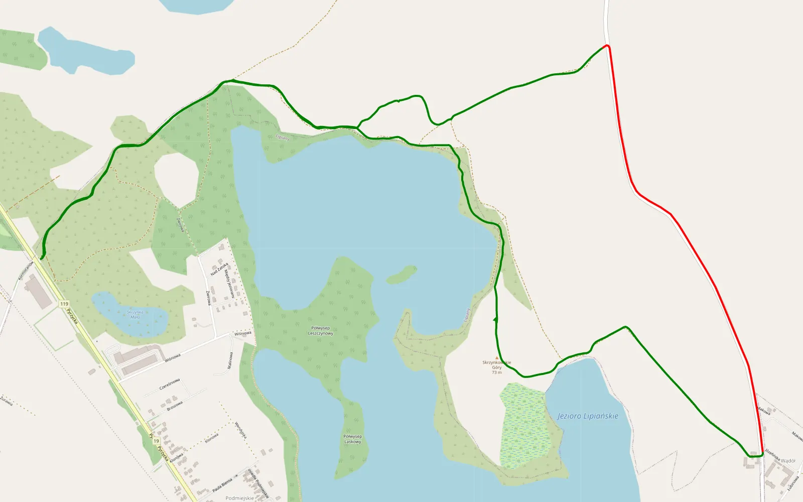 Mapa trasy Dębiec - 7.9 km trasy offroad, Powiat Pyrzycki