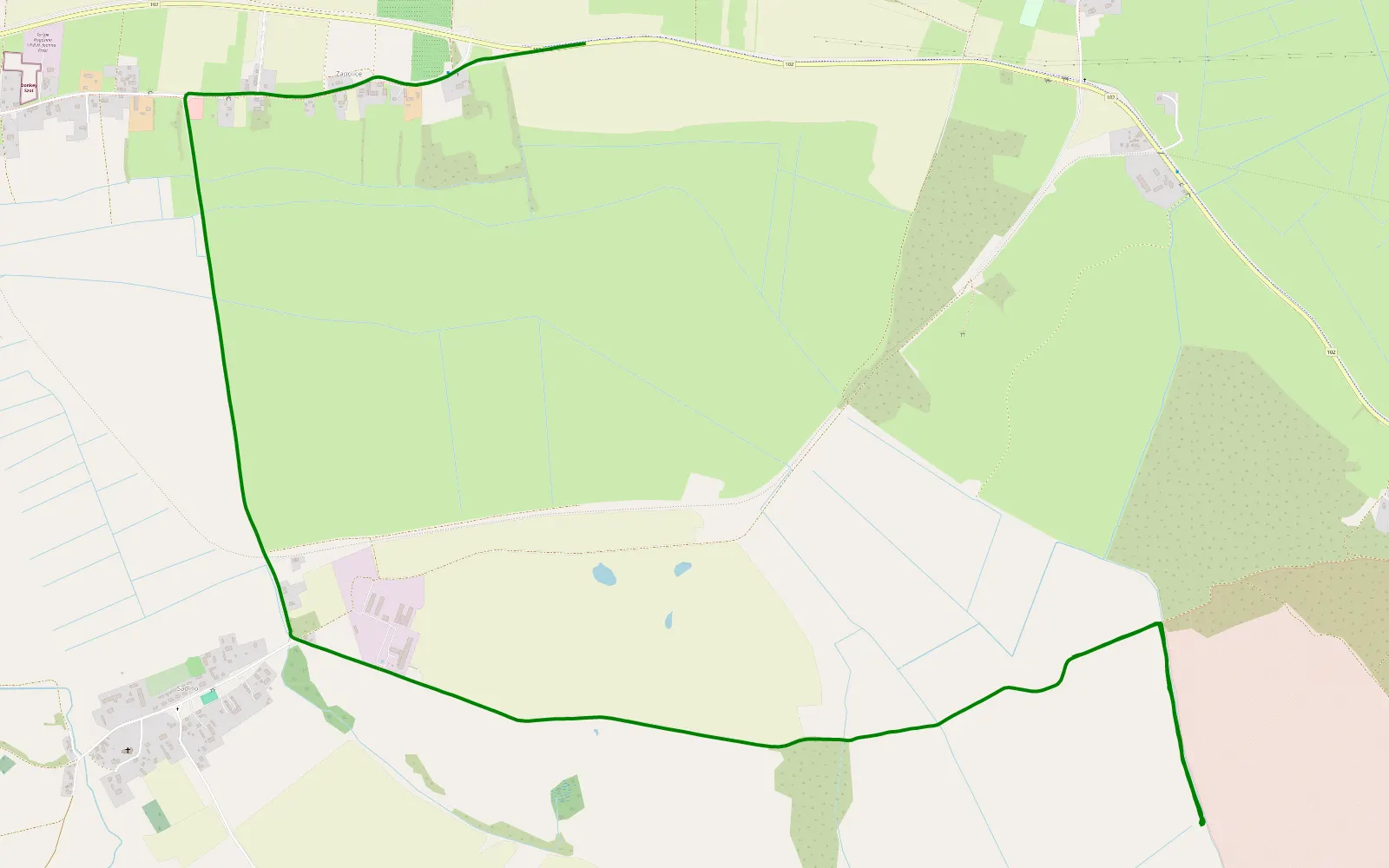 Mapa trasy Sadlenko - Zapolice - 4.2 km trasy offroad, Powiat Gryficki