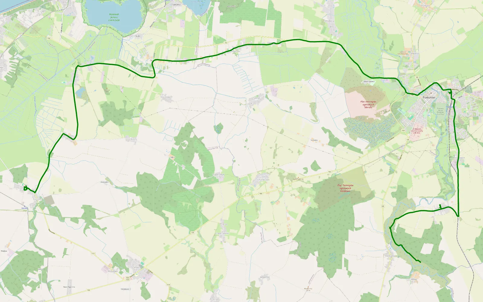 Map of Wlewo - Karnice - 3.5 km offroad trail, Gryfice County