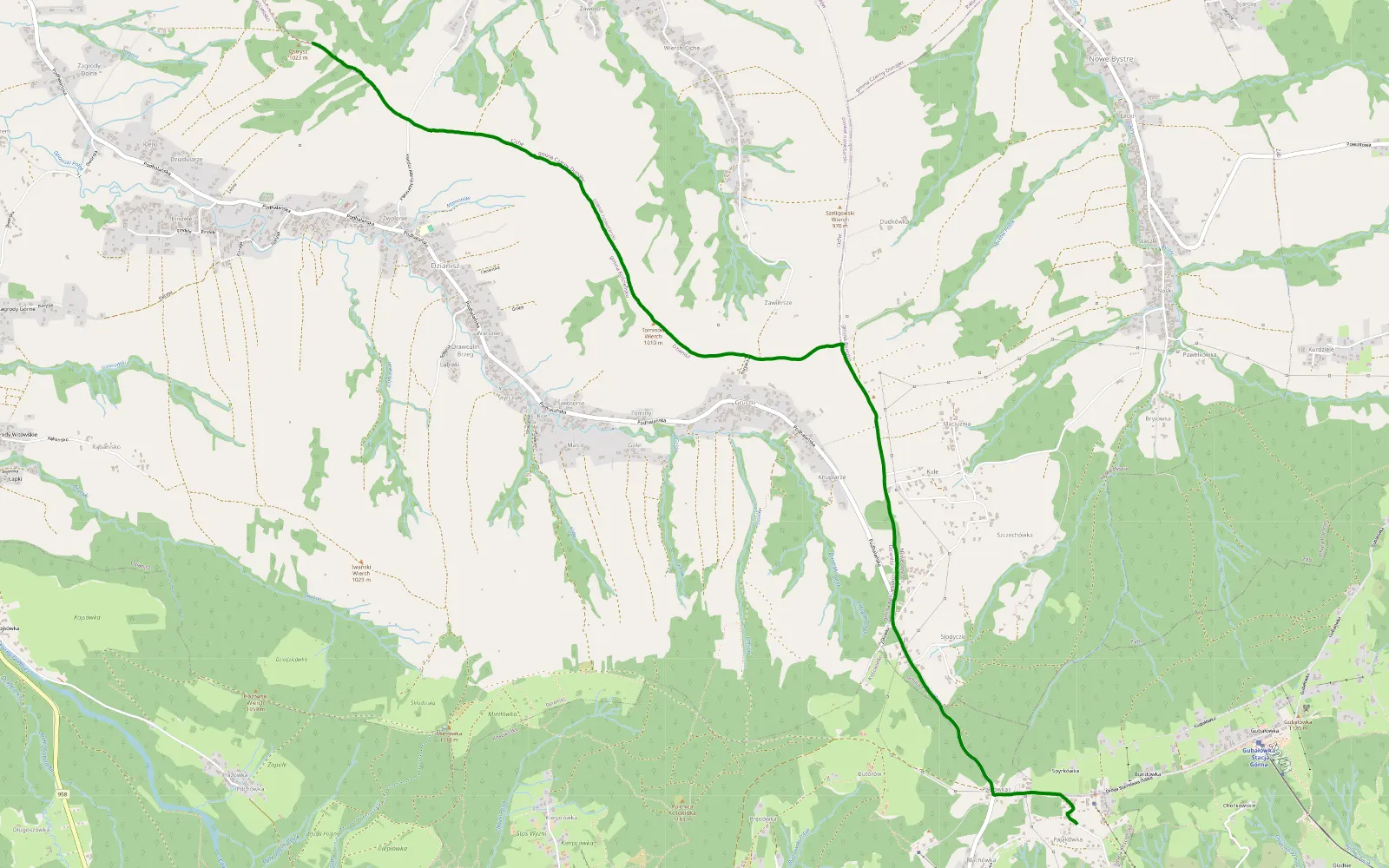 Map of Jordanow Gubałówka - 3.4 km offroad trail, Nowy Targ County