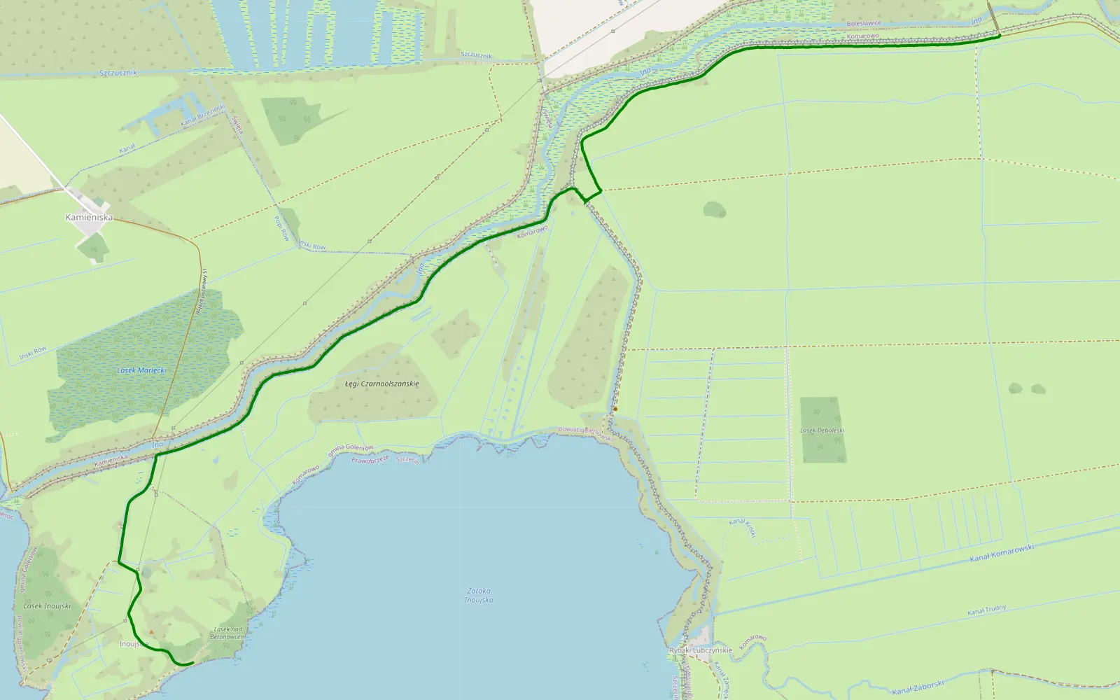 Map of Inoujście - Bolesławice - 6.1 km offroad trail, Goleniów County