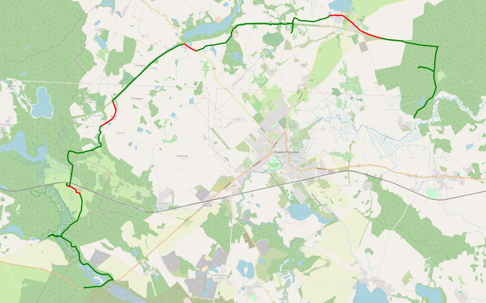 Map of Dalewo - Woliczno - 27.5 km offroad trail, Drawsko County