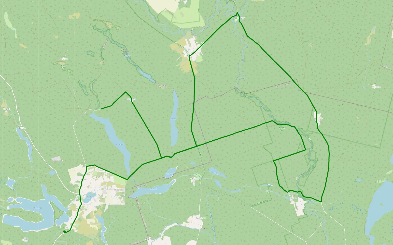 Map of Zółwinko - Łasko - 8.3 km offroad trail, Strzelce-Drezdenko County