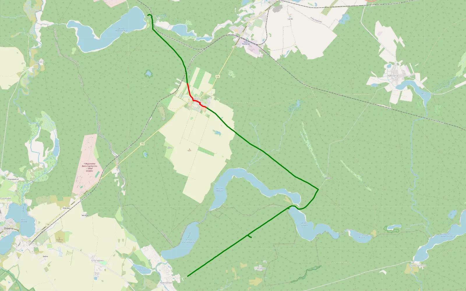 Map of Dominikowo - Cybowo - 15 km offroad trail, Drawsko County