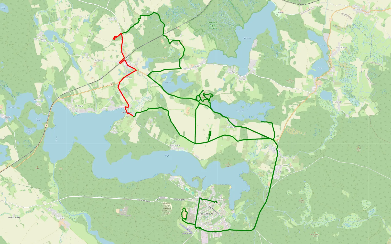 Map of Borne - 24.6 km offroad trail, Szczecinek County