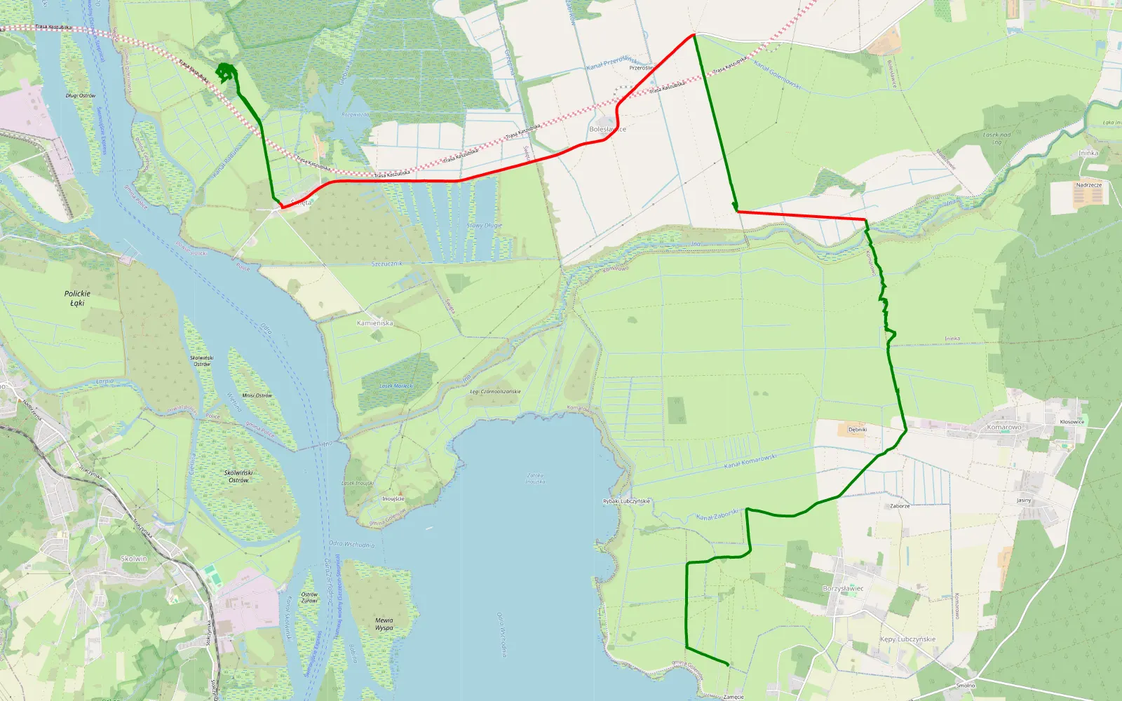 Mapa trasy Broda 2 - 20.8 km trasy offroad, Powiat Goleniowski
