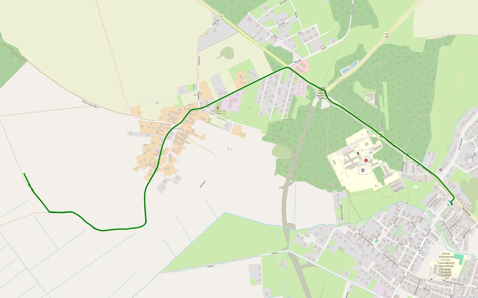 Mapa trasy Gryfice - Rzęskowo - 2.5 km trasy offroad, Powiat Gryficki