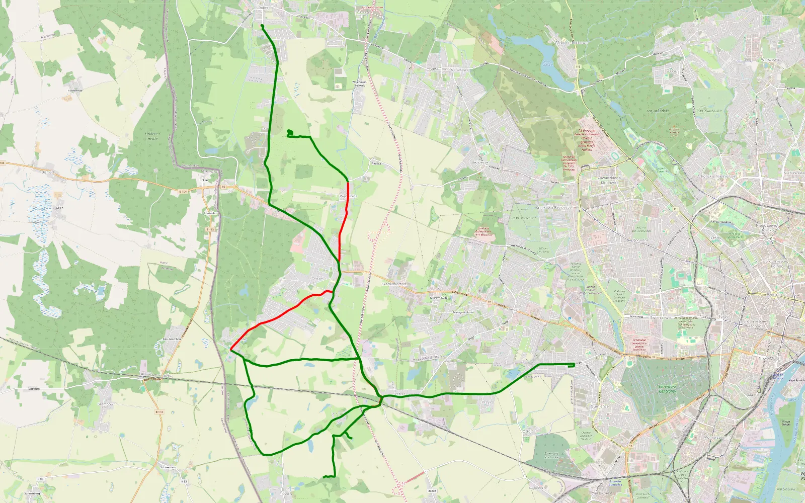 Mapa trasy Niko - 24.8 km trasy offroad, Powiat Policki
