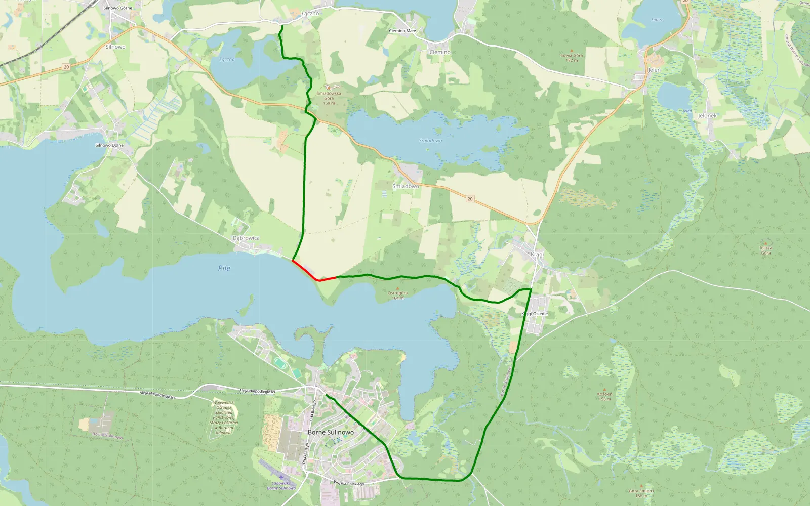 Map of Borne fajna droga - 7.2 km offroad trail, Szczecinek County