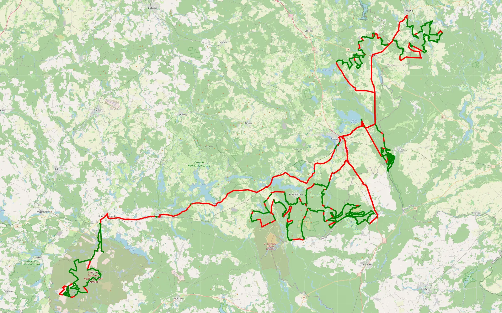 Mapa trasy Turowo - Gwda Wielka - 693 km trasy offroad, Powiat Szczecinecki