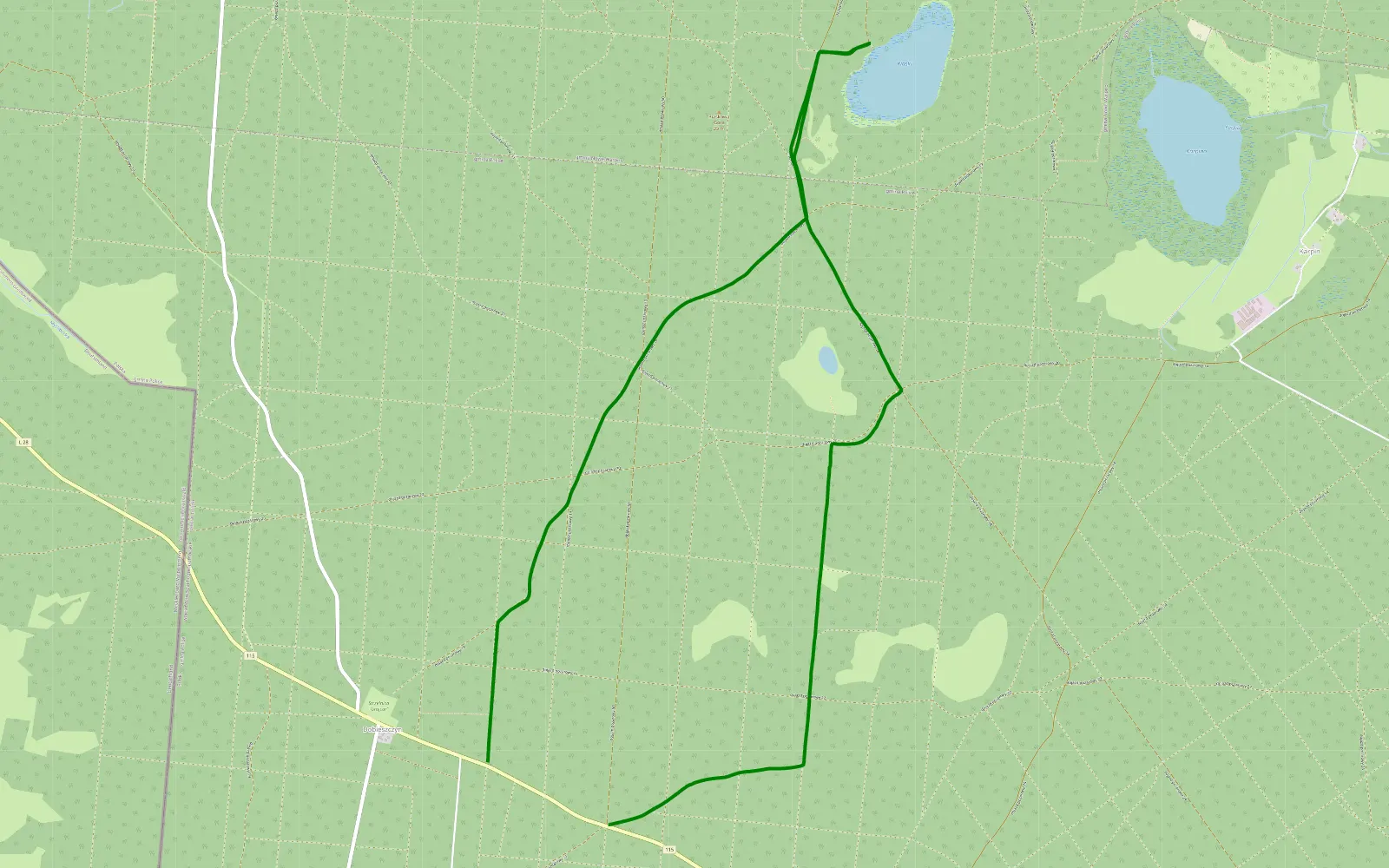 Map of Kawa przy J. Piaski - 11.4 km offroad trail, Police County