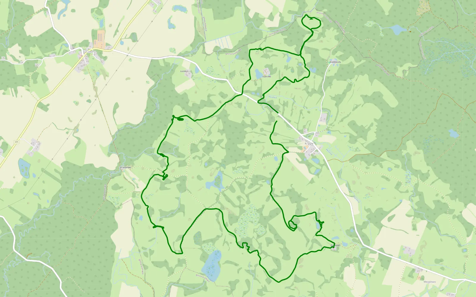 Map of Krągłe - 12.2 km offroad trail, Szczecinek County